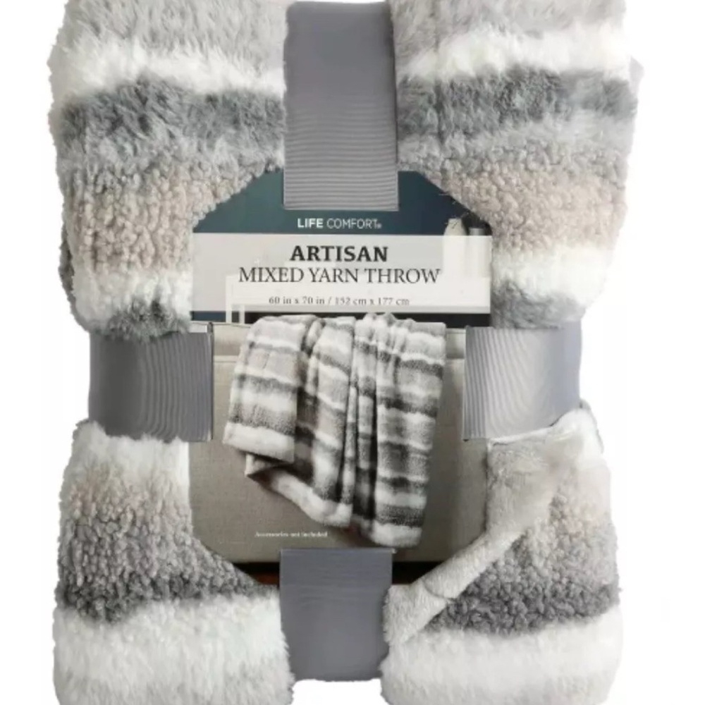 Brand New Life Comfort Artisan Mixed Yarn Throw 60" X 70" Luxury In Grey